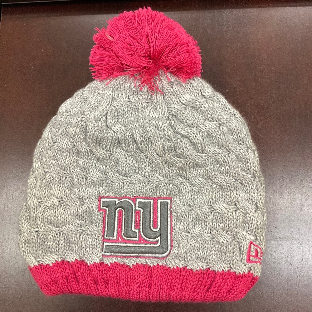 New Era NFL New York Giants Breast Cancer Awareness Knit Hat Pink Grey NWOT